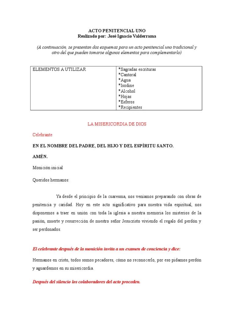 acto penitencial para la misa de hoy - Como dice el acto penitencial