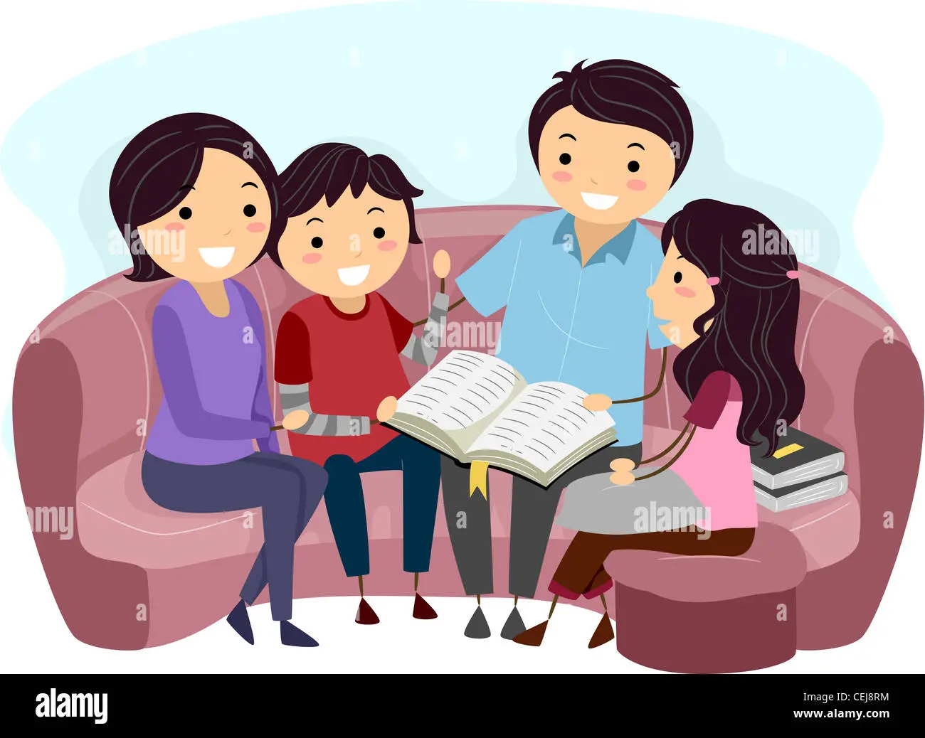 familia leyendo la biblia animado - Cómo leer la Biblia en familia