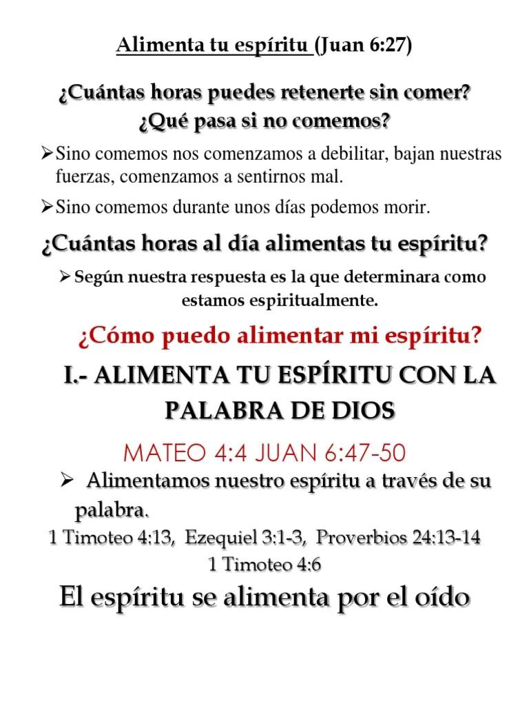 alimentar el espiritu biblia - Cómo se alimenta el espíritu según la Biblia