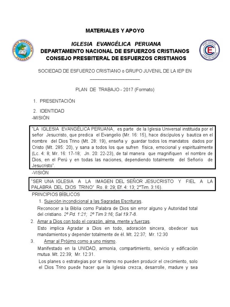 plan de trabajo iglesia - Cómo se hace el plan de trabajo