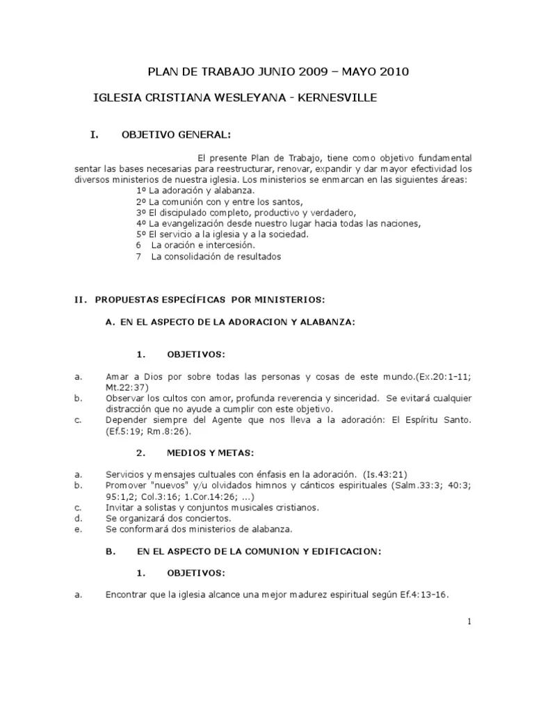 plan de trabajo iglesia - Cómo se puede elaborar un plan de trabajo