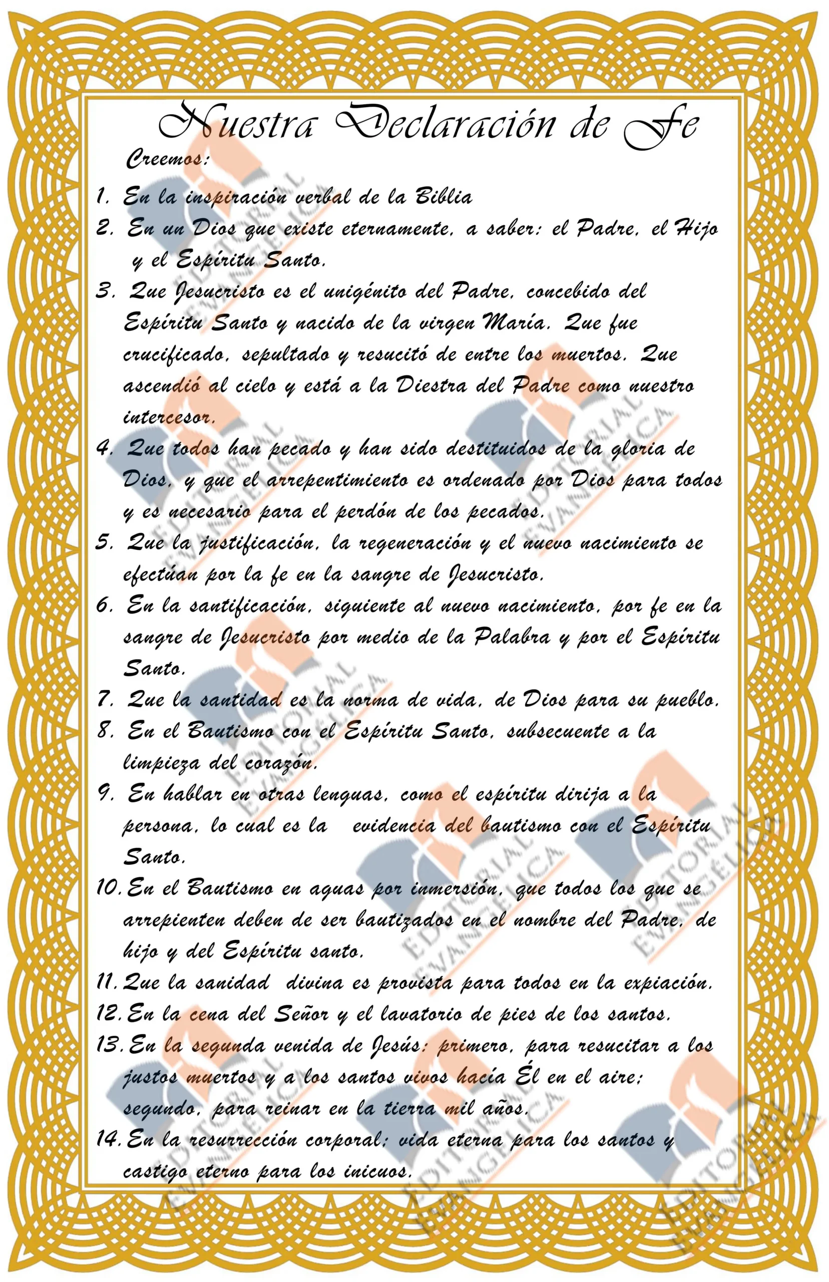 declaración de fe de la iglesia de dios - Cuál es la declaracion de fe de la Iglesia de Dios