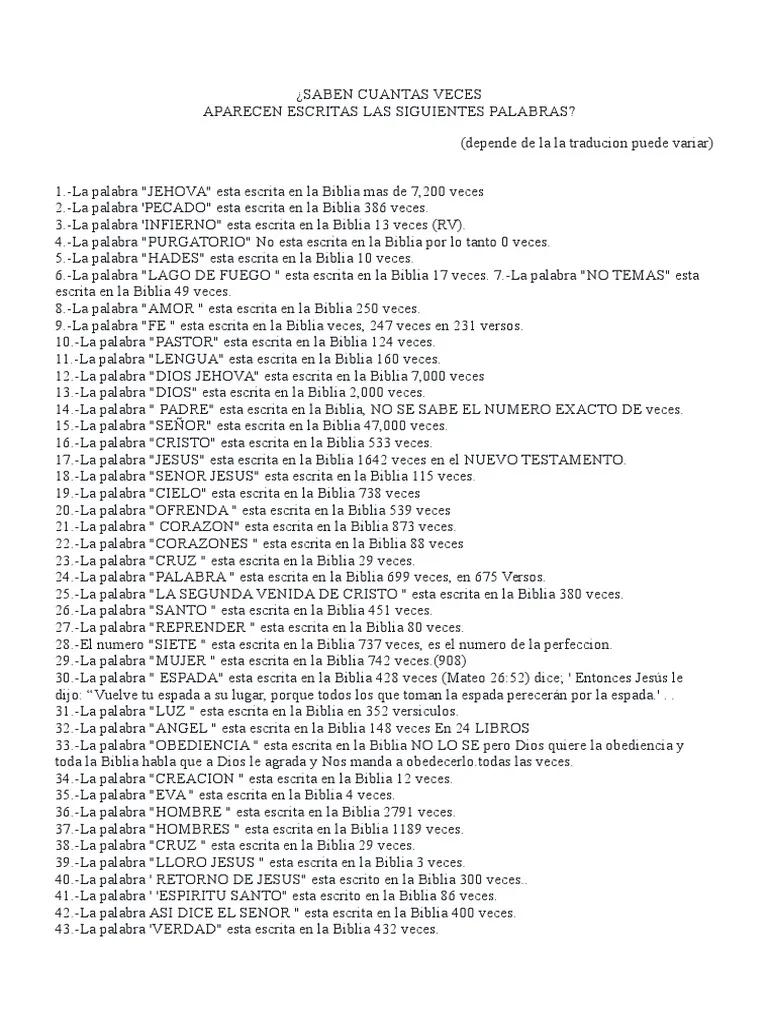 cuantas veces se repite la palabra amor en la biblia - Cuál es la palabra que se repite 365 veces en la Biblia