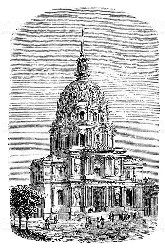 iglesia de los invalidos dibujo - Dónde se encuentra la tumba de Napoleón