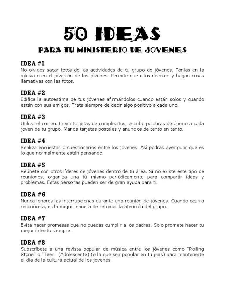 actividades para hacer con jovenes en la iglesia - Qué actividades se puede realizar con jóvenes