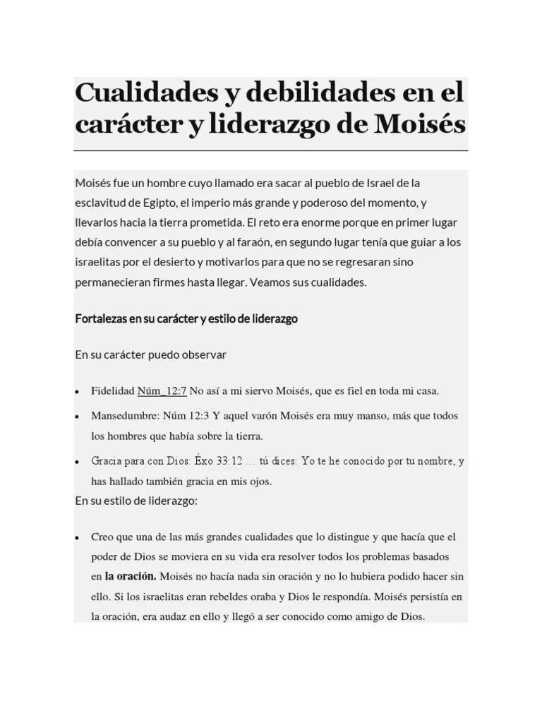 caracteristicas de moises segun la biblia - Qué características tenía Moisés como líder