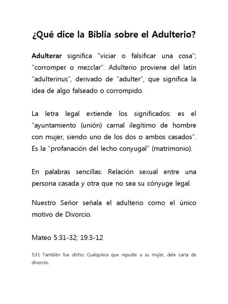 causas del adulterio segun la biblia - Qué causa el adulterio