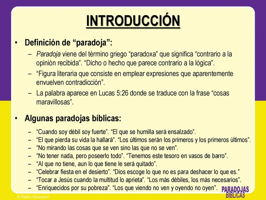 que es una paradoja en la biblia - Qué consiste la paradoja