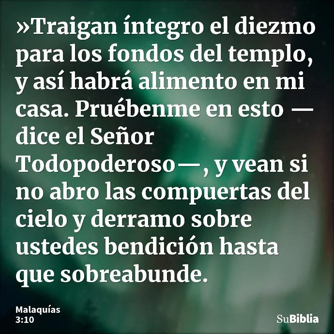 diezmo en la biblia malaquias - Qué dice Malaquías 3 del 8 al 10