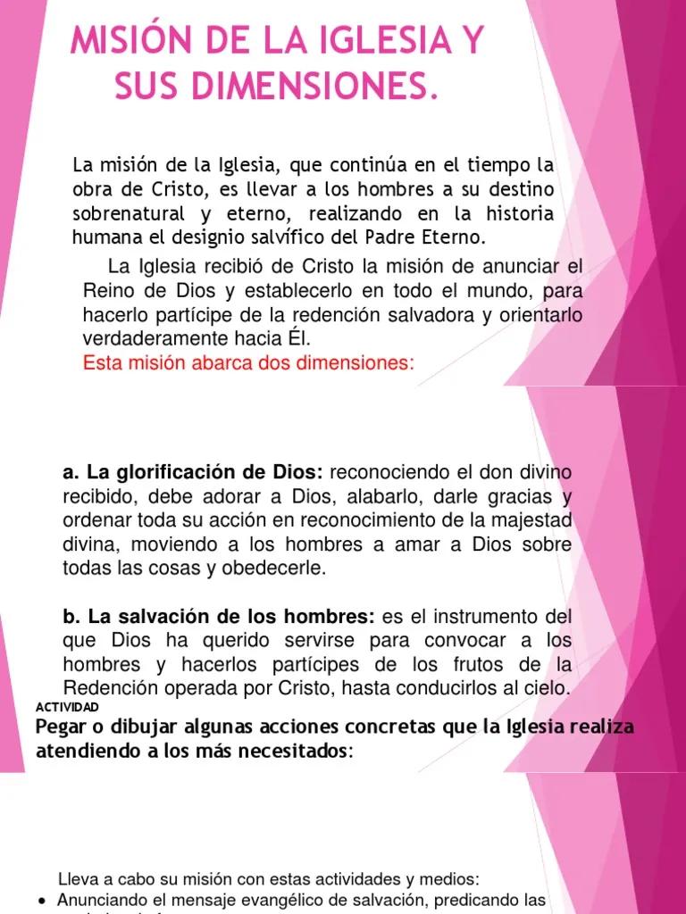 dimensiones de la iglesia catolica - Qué dimensiones abarca la misión de la Iglesia