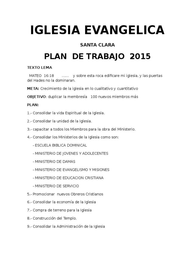 plan de trabajo iglesia - Qué es un plan de trabajo eclesial