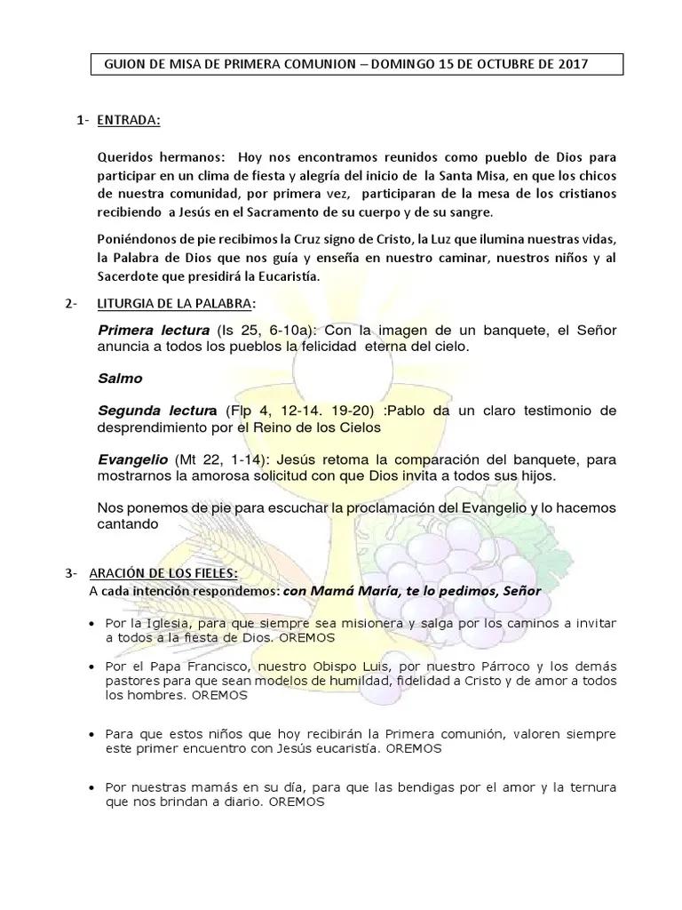 lecturas para la misa de primera comunion - Que se lee en la comunión