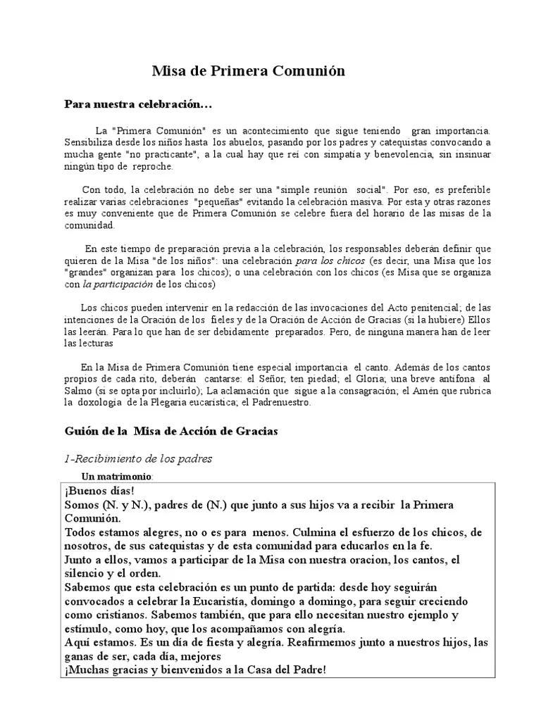 guión para misa de primeras comuniones - Que tenemos que decir en la Primera Comunión