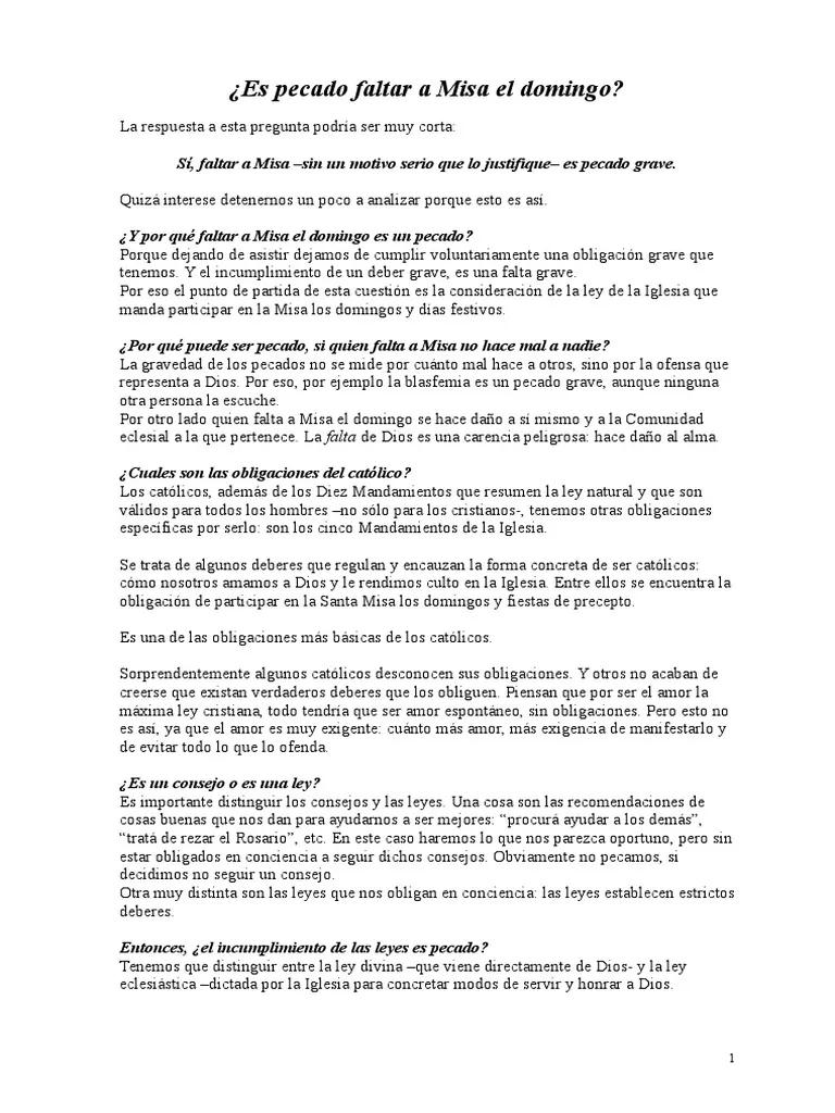 se puede comulgar si falto un domingo a misa - Qué tipo de pecado es no ir a Misa el domingo
